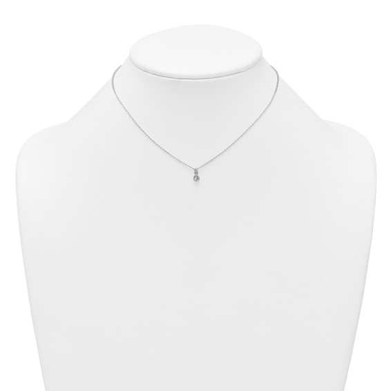 Sterling Silver Polished 4mm White CZ Childrens 14 inch Necklace and Post Earrings Set