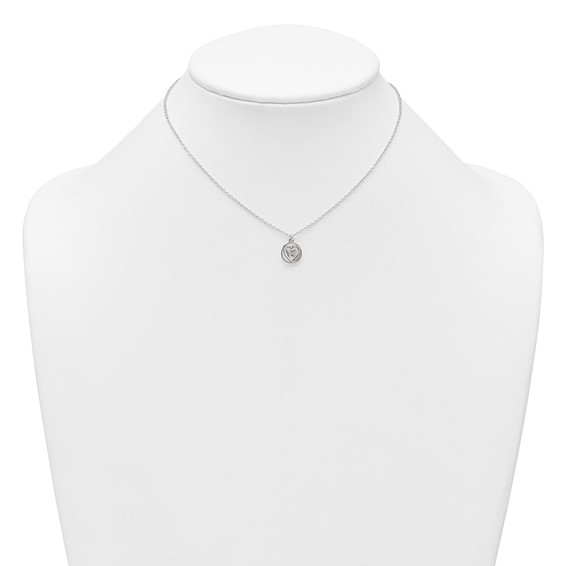 Sterling Silver Polished and Textured Butterfly in Heart Childrens 14 inch Necklace and Post Earrings Set