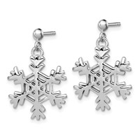 Sterling Silver Rhodium-plated Snowflake Earrings and Pendant Set view 2