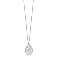 Sentimental Expressions Sterling Silver Rhodium-plated White Agate CZ Dew of Heaven Necklace, 18" view 2