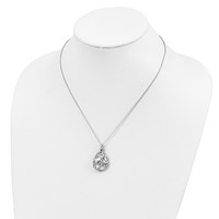 Sentimental Expressions Sterling Silver Rhodium-plated White Agate CZ Dew of Heaven Necklace, 18" view 5