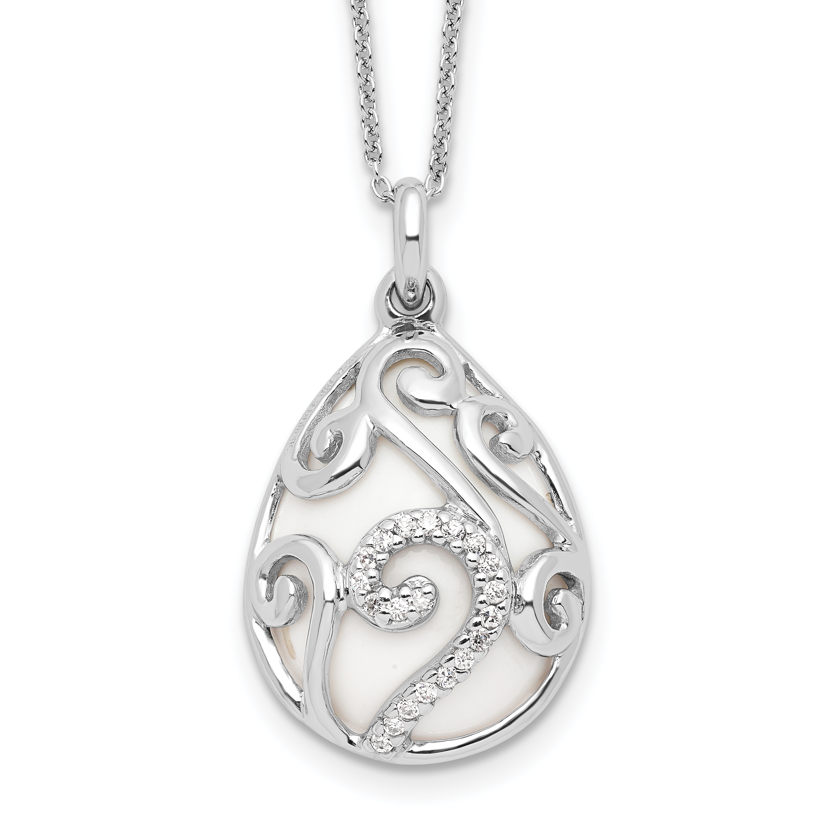 Sentimental Expressions Silver White Agate CZ Dew of Heaven