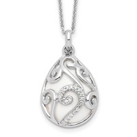 Sentimental Expressions Sterling Silver Rhodium-plated White Agate CZ Dew of Heaven Necklace, 18" view 1