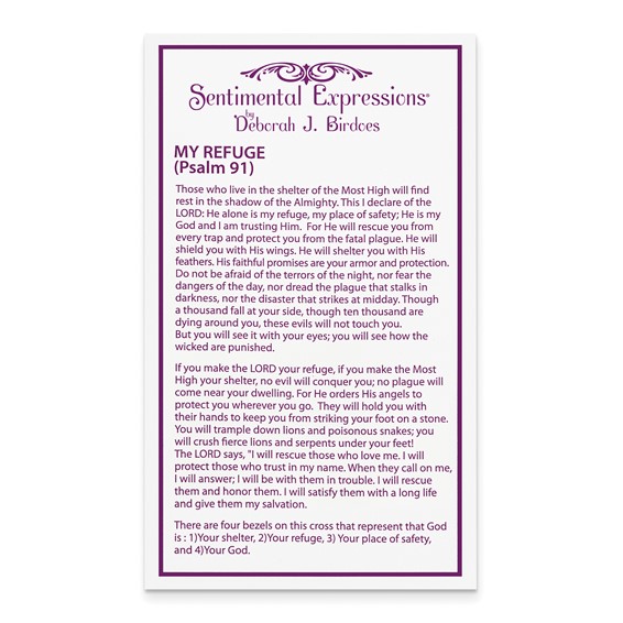 Sterling Silver & CZ Enameled My Refuge 18in Necklace