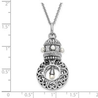 Sentimental Expressions Sterling Silver Rhodium-plated Antiqued FW Cultured Pearls of Wisdom Necklace, 18" view 3