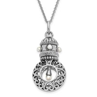 Sentimental Expressions Sterling Silver Rhodium-plated Antiqued FW Cultured Pearls of Wisdom Necklace, 18" view 1