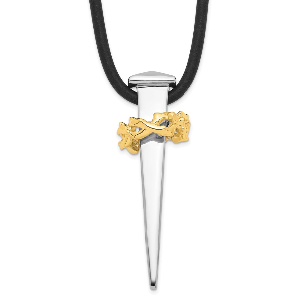 Sterling Silver & Gold Plated No Greater Love Nail 16in Necklace