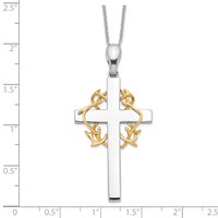 Sentimental Expressions Sterling Silver Gold-plated No Greater Love Cross Necklace, 18" view 3