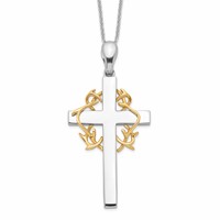 Sentimental Expressions Sterling Silver Gold-plated No Greater Love Cross Necklace, 18" view 1