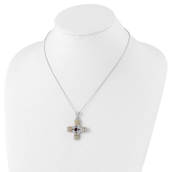 Sentimental Expressions Sterling Silver & Gold-plated Polished Red & Clear CZ Wisdom Necklace