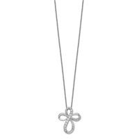 Sentimental Expressions Sterling Silver Rhodium-plated CZ Endless Hope Cross Necklace, 18" view 2
