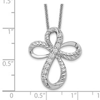 Sentimental Expressions Sterling Silver Rhodium-plated CZ Endless Hope Cross Necklace, 18" view 3