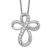 Sentimental Expressions Sterling Silver Rhodium-plated CZ Endless Hope Cross Necklace, 18" view 1