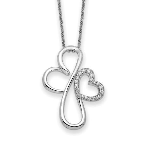 Sentimental Expressions Sterling Silver Rhodium-plated CZ Everlasting Love Necklace, 18"