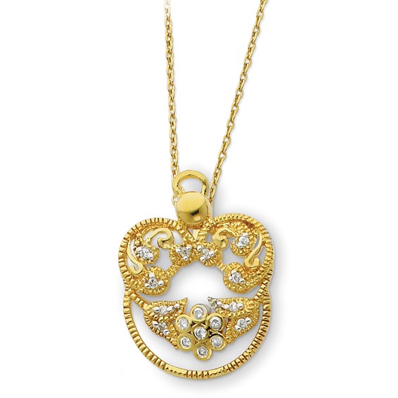 Sterling Silver & Gold-plated CZ Angel of Grace 18in Necklace