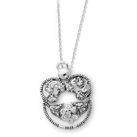 Sterling Silver CZ Antiqued Angel of Grace Necklace, 18" view 1