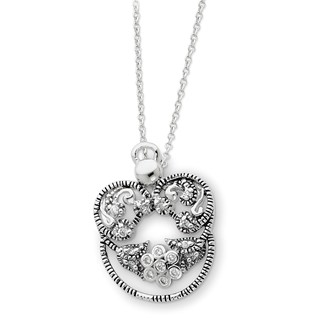 Sterling Silver CZ Antiqued Angel of Grace 18in Necklace