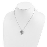 Sentimental Expressions Sterling Silver Rhodium-plated CZ Antiqued Angel of Friendship Necklace, 18" view 5