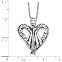 Sentimental Expressions Sterling Silver Rhodium-plated CZ Antiqued Angel of Friendship Necklace, 18" view 3