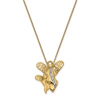Sentimental Expressions Sterling Silver Gold-plated CZ Angel of Motherhood Necklace, 18" view 1