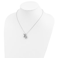 Sentimental Expressions Sterling Silver Rhodium-plated CZ Antiqued Angel of Perseverance Necklace, 18" view 5