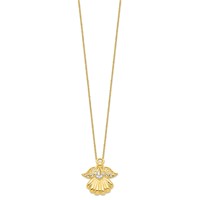 Sentimental Expressions Sterling Silver Gold-plated CZ Angel of Remembrance Necklace, 18" view 2