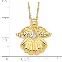 Sentimental Expressions Sterling Silver Gold-plated CZ Angel of Remembrance Necklace, 18" view 3
