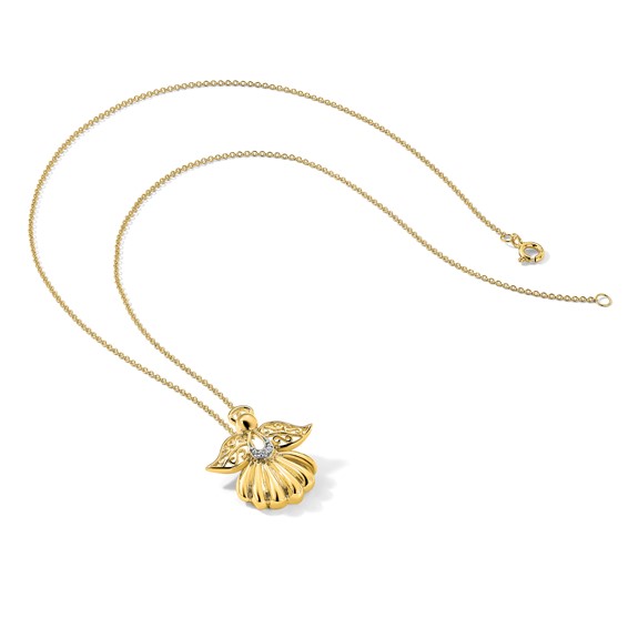 Sentimental Expressions Sterling Silver Gold-plated CZ Angel of Remembrance 18in Necklace