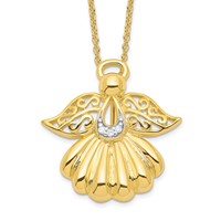 Sentimental Expressions Sterling Silver Gold-plated CZ Angel of Remembrance Necklace, 18" view 1