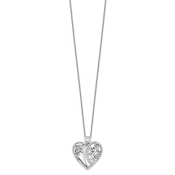 Sentimental Expressions Sterling Silver Rhodium-plated CZ Antiqued 18in Angel of Love Necklace