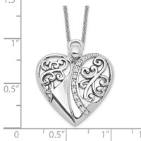 Sentimental Expressions Sterling Silver Rhodium-plated CZ Antiqued Angel of Love Necklace, 18" view 3