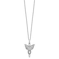 Sentimental Expressions Sterling Silver Rhodium-plated CZ Antiqued Angel of Blessing Necklace, 18" view 2