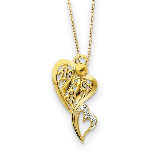 Sterling Silver & Gold-plated CZ Angel of Protection Necklace, 18"