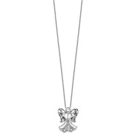 Sentimental Expressions Sterling Silver Rhodium-plated CZ Antiqued Angel of Strength Necklace, 18" view 2