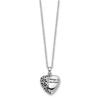 Sentimental Expressions Sterling Silver Antiqued Heart Remembrance Ash Holder Necklace, 18" view 2