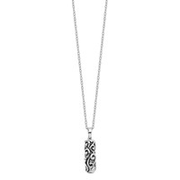 Sentimental Expressions Sterling Silver Rhodium-plated Antiqued Cylinder Remembrance Ash Holder Necklace, 18" view 2