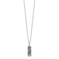 Sentimental Expressions Sterling Silver Rhodium-plated Antiqued Cylinder Remembrance Ash Holder Necklace, 18" view 3