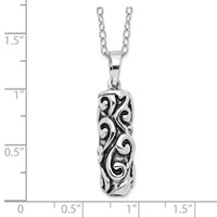 Sentimental Expressions Sterling Silver Rhodium-plated Antiqued Cylinder Remembrance Ash Holder Necklace, 18" view 4