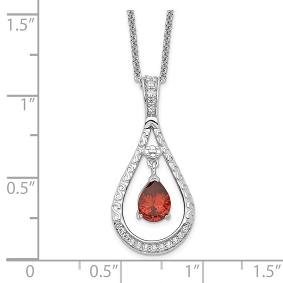 Sterling Silver CZ Birthstone Never Forget Tear 18in Necklaces