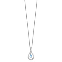 Sentimental Expressions Sterling Silver Rhodium-plated Mar. CZ Stone Never Forget Tear 18in Birthstone Necklace view 2