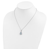 Sentimental Expressions Sterling Silver Rhodium-plated Mar. CZ Stone Never Forget Tear 18in Birthstone Necklace view 5