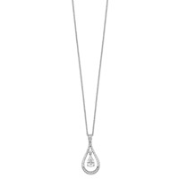 Sentimental Expressions Sterling Silver Rhodium-plated April CZ Stone Never Forget Tear Birthstone Necklace - 18in view 2