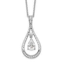 Sentimental Expressions Sterling Silver Rhodium-plated April CZ Stone Never Forget Tear Birthstone Necklace - 18in view 1