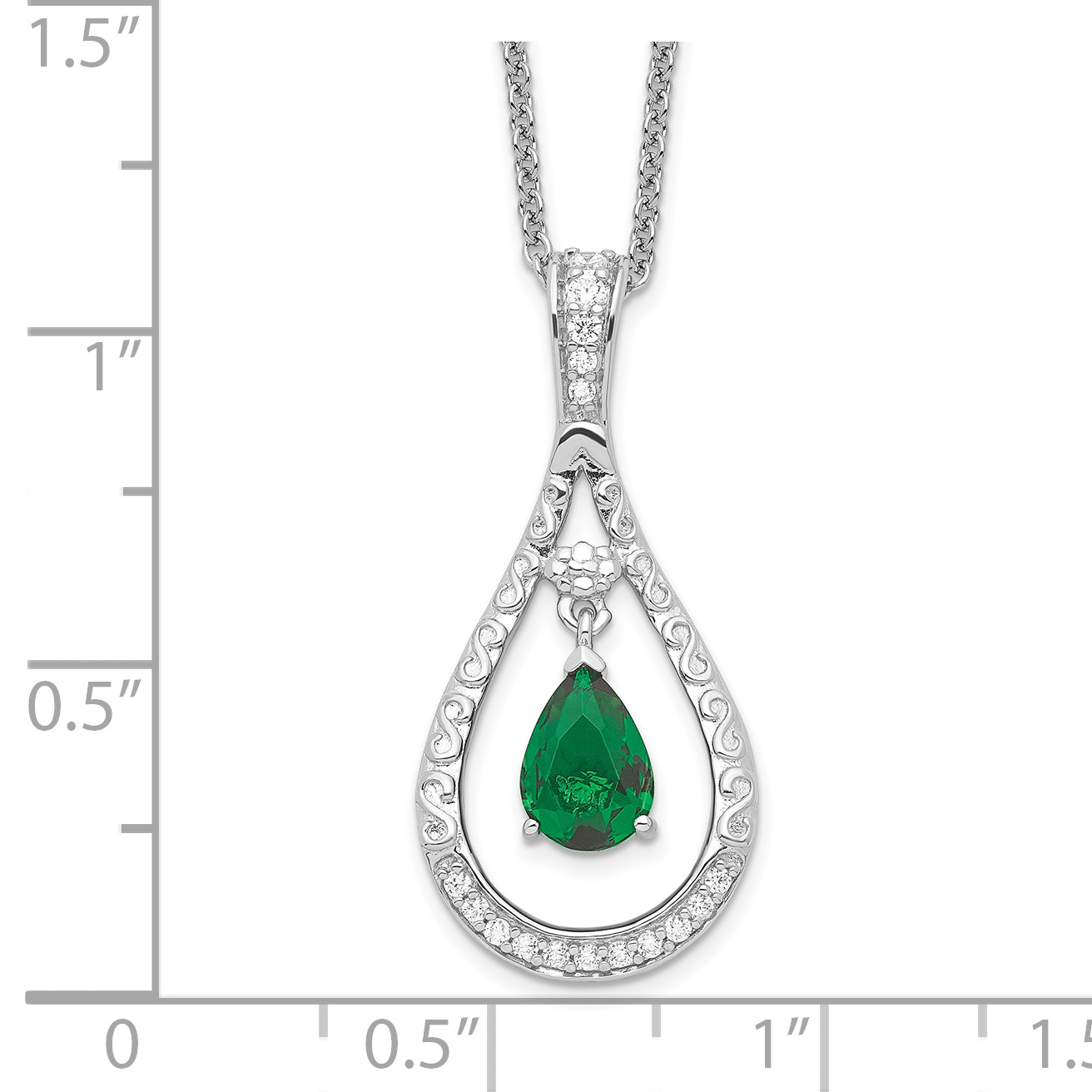Sentimental Expressions Silver May CZ Stone Never Forget Tear 18in ...