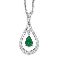 Sentimental Expressions Sterling Silver Rhodium-plated May CZ Stone Never Forget Tear Birthstone Necklace, 18" view 1