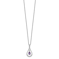 Sentimental Expressions Sterling Silver Rhodium-plated June CZ Stone Never Forget Tear Birthstone Necklace, 18" view 2