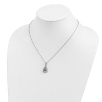 Sentimental Expressions Sterling Silver Rhodium-plated June CZ Stone Never Forget Tear Birthstone Necklace, 18" view 5