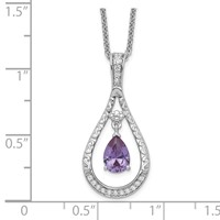 Sentimental Expressions Sterling Silver Rhodium-plated June CZ Stone Never Forget Tear Birthstone Necklace, 18" view 3
