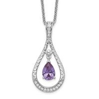 Sentimental Expressions Sterling Silver Rhodium-plated June CZ Stone Never Forget Tear Birthstone Necklace, 18" view 1