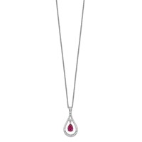 Sentimental Expressions Sterling Silver Rhodium-plated July CZ Stone Never Forget Tear Birthstone Necklace, 18" view 2